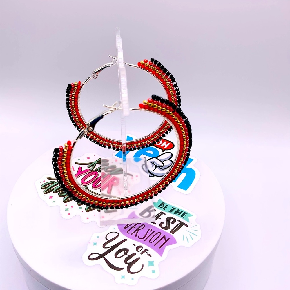 Red stitch earrings